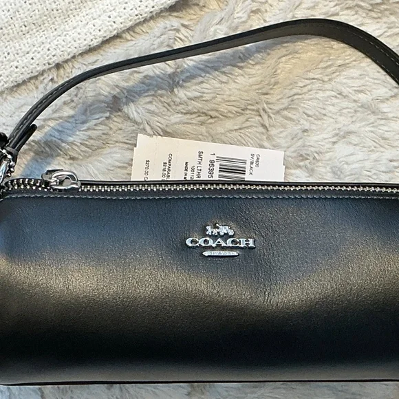NWT COACH Nolita Smooth Black Leather Barrel Bag/Silver Hardware - Picture 10 of 10